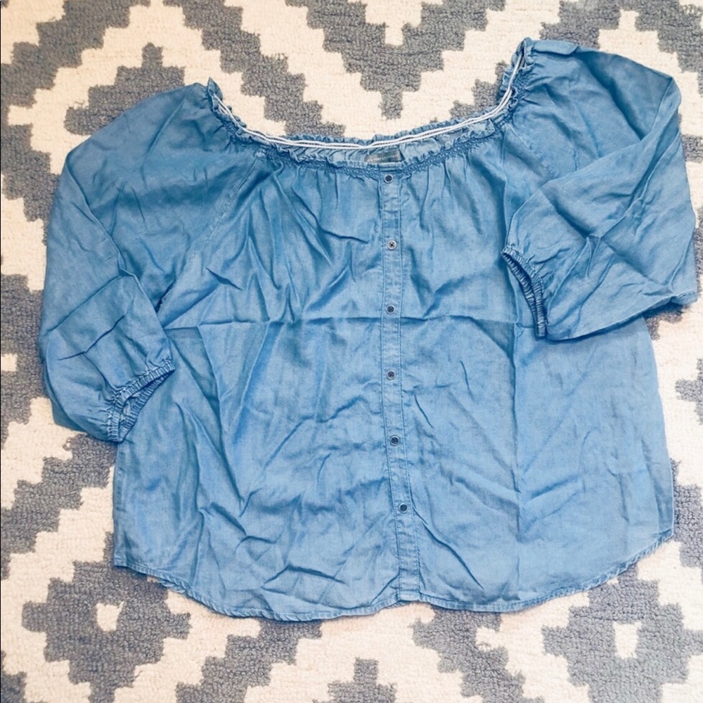 Chambray Off the Shoulder Top